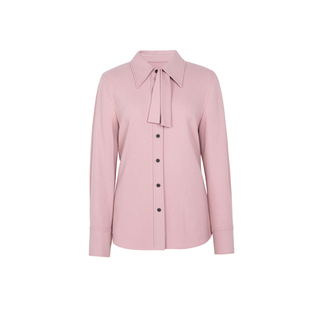 少 XG雪歌粉色飘带领衬衫女25冬款小众通勤质感上衣XK421009A216