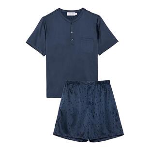 MANITO/曼尼陀Fragment 男士短睡衣套装桑蚕丝提花家居服低调雅致