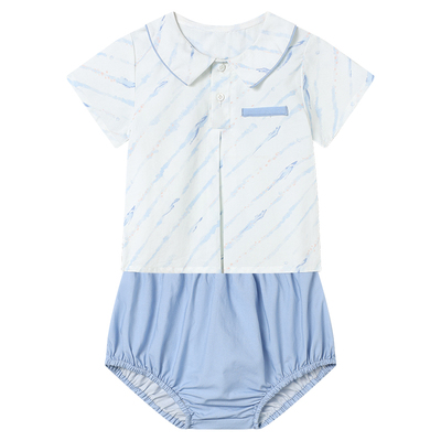 Domiamia男宝宝夏装男童分体包屁衣小月龄夏天衣服婴儿薄款外出服