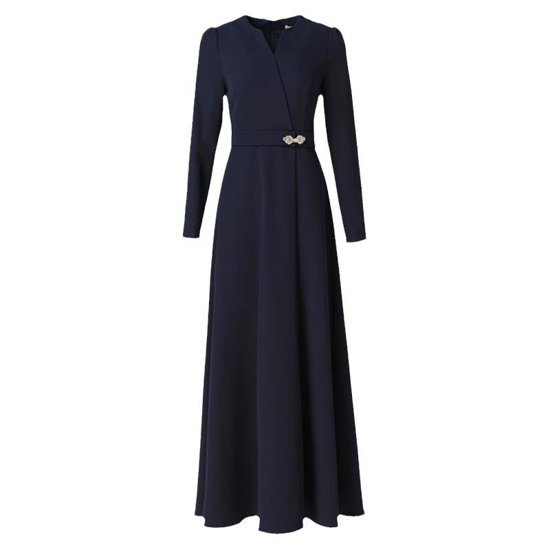 高端轻奢设计感女装长袖连衣裙女春秋新款气质显瘦超长到脚踝1204