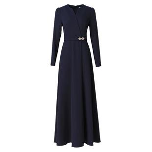 高端轻奢设计感女装长袖连衣裙女春秋新款气质显瘦超长到脚踝1204