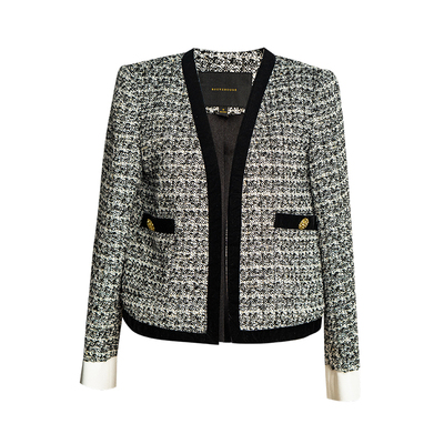 罗衣气质拼接小香风粗花呢外套