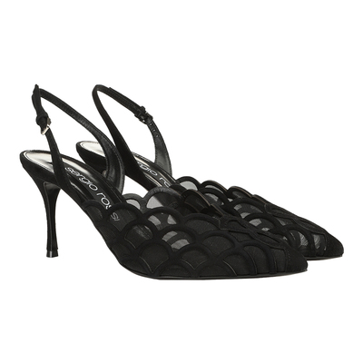 Sergio Rossi SR MERMAID系列 尖头镂空设计高跟鞋凉鞋