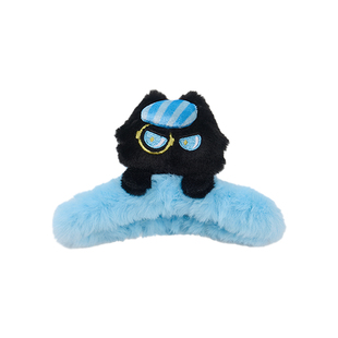 LOGICAT毛绒发夹立体猫咪抓夹可爱盘发夹子碎发后脑勺发抓鲨鱼夹