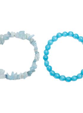 极光石组合珊瑚石弹力绳手串