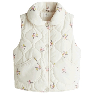 HM童装儿童女童无袖2025年冬新款圆角领时尚可爱绗缝背心1276179