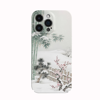 苹果iPhone手机壳个性中国风雪景竹子梅花菲林硬壳全包保护套适用苹果16/15/14/13/12/11Pro华为mate80小米17