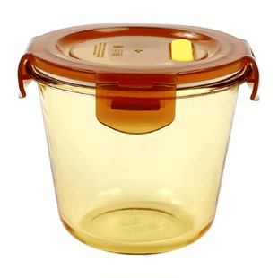 创得玻璃汤碗家用密封微波炉加热早餐杯上班学生饭盒套装琥珀色