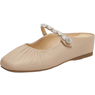 天美意芭蕾变奏曲内增高软底包头半拖鞋女外穿凉拖穆勒鞋夏季新款