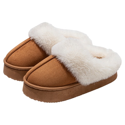 酷如意厚底棉拖鞋女士棕色38-39码