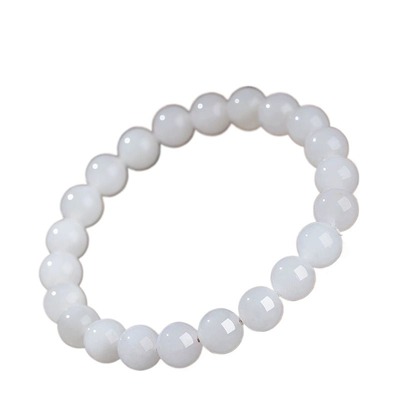 新疆和田玉同款羊脂白阿富汗玉圆珠仿玉石手串白玉羊脂玉珠子手链