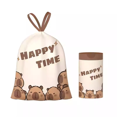 抽绳式印花垃圾袋卡通可爱家用厨房手提式加厚加大自动收口塑料袋