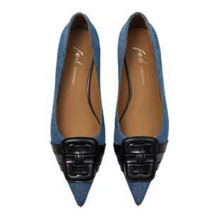 fed通勤单鞋秋季新款女鞋不累脚低跟尖头浅口单鞋女款R0809-YA025