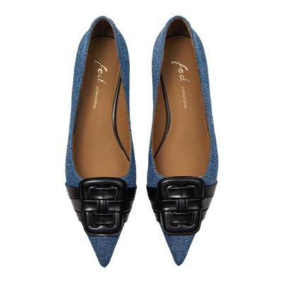 浅口低跟细跟单鞋女欧美时装鞋