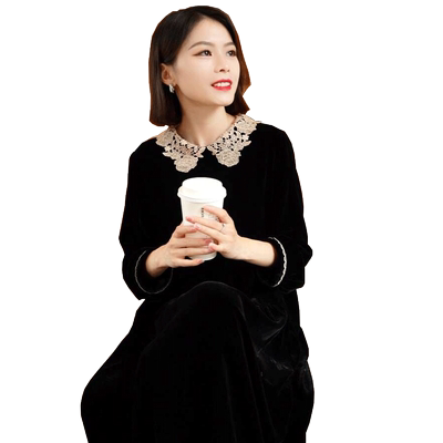 迪芬璐嘉女时尚气质真丝绒连衣裙