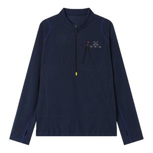 CryingCenterRunClub运动舒适暖绒华夫格半拉链套头卫衣T恤远红外