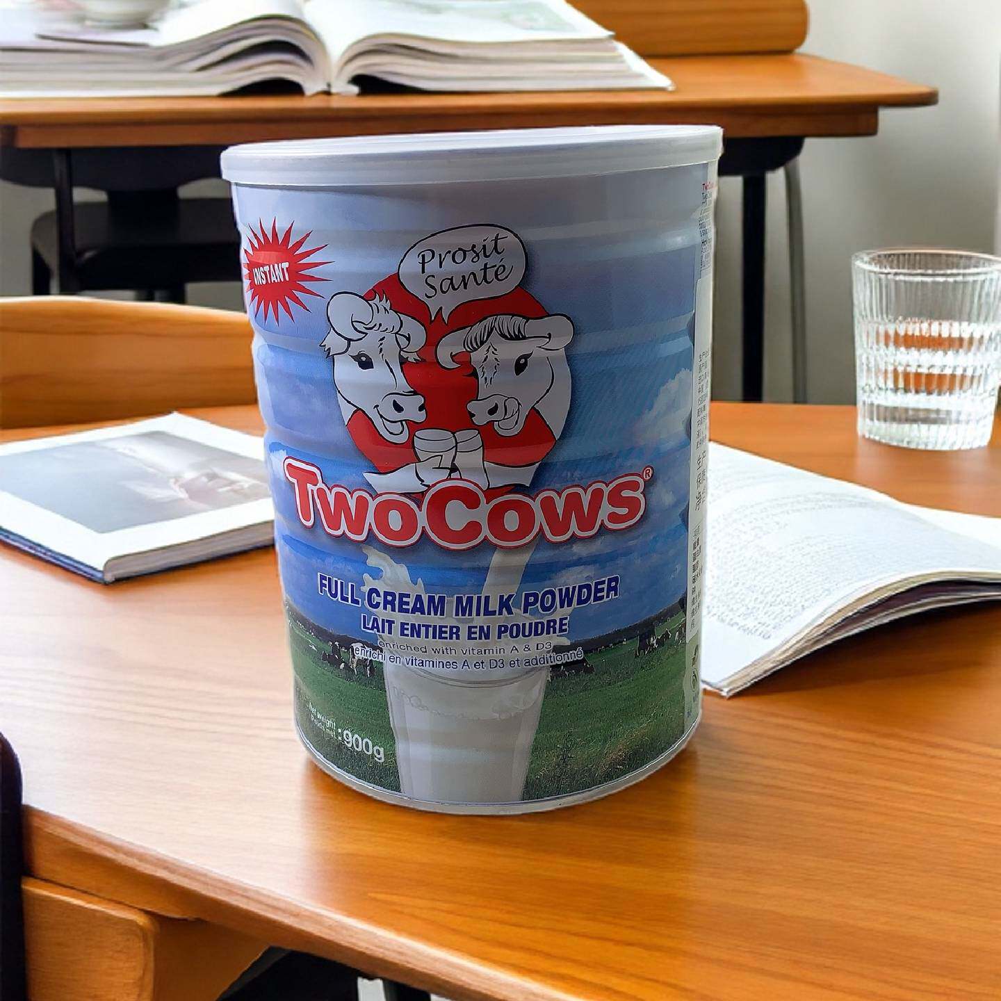 荷兰进口学生补钙营养TwoCows双牛淘高斯高钙全脂脱脂牛奶粉900g