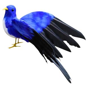 热销仿真喜鹊摆件真羽毛喜上眉梢盆景小鸟装饰七夕节创意布景道具