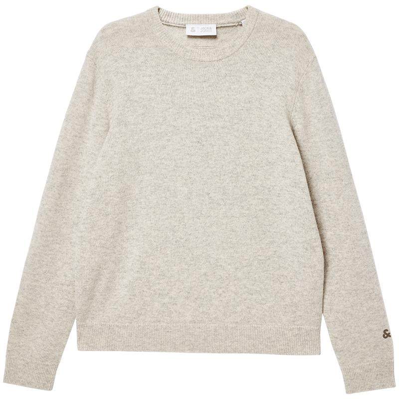 【92%羊毛】杰克琼斯男装2025年秋季新款纯色毛衣刺绣LOGO针织衫