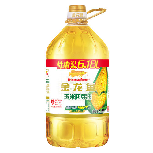 金龙鱼玉米油胚芽油6.18L非转基因物理压榨食用油家用大桶炒菜