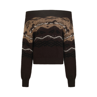 ARTE PURA25秋冬胶囊新款费尔岛提花毛衣女一字肩小马针织衫上衣