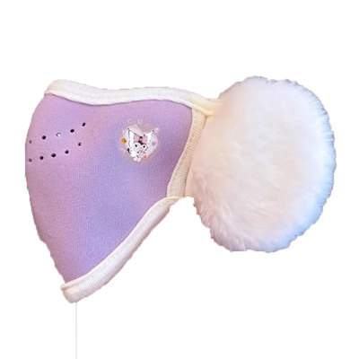 儿童保暖口罩耳罩一体秋冬季男女童卡通加厚毛绒面罩防冻防寒风