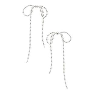 RTEP 自制Monday Edition施家珍珠蝴蝶结长款925银耳钉高级感耳环