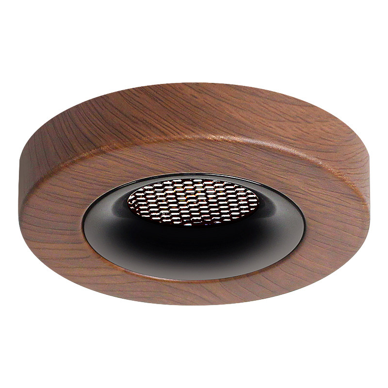 中古风胡桃木纹超薄3.6cm明装led射灯嵌入式无主灯客厅走廊过道灯