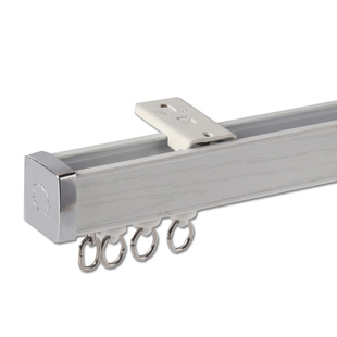 启沃重型窗帘轨道直轨滑轮 木纹铝合金导轨窗帘杆单 双轨顶装滑轨