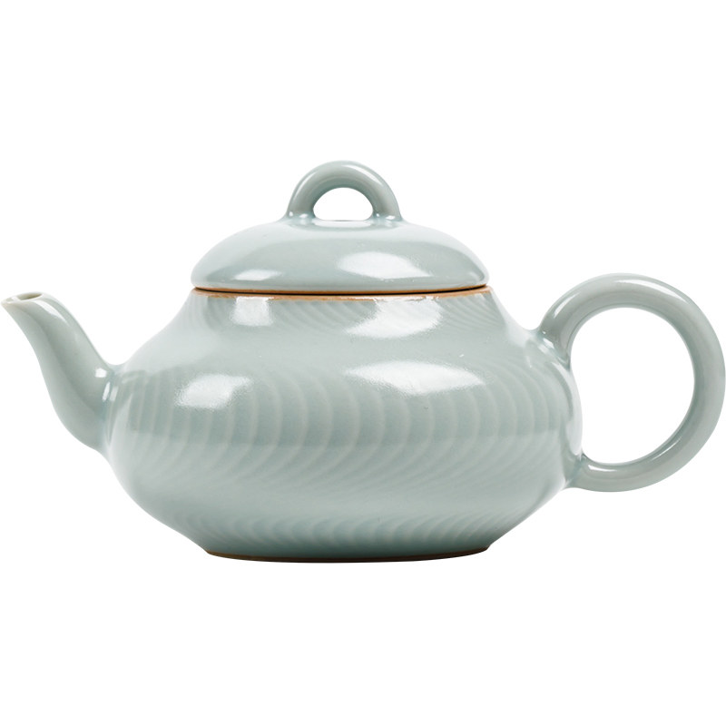 观岚天青色汝窑陶瓷茶壶单壶茶具