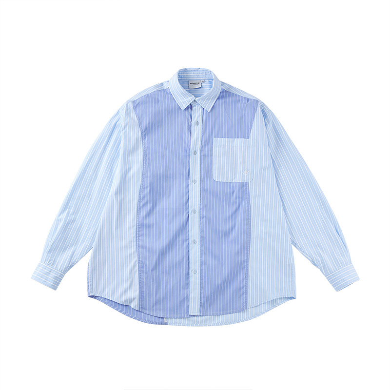 MOKACME 2022AW 新品设计解构拼接条纹宽松BF风 city boy衬衫男女
