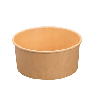 一次性牛皮纸碗圆形水果沙拉碗打包盒加厚餐盒带盖卤肉饭外卖纸碗