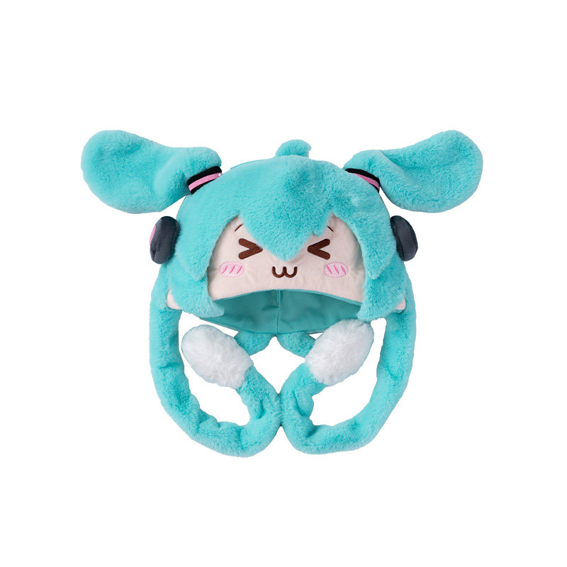 官方正版初音眯眯眼毛绒可动帽子