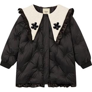 【羽绒升级】2025冬季新品女童加厚羽绒服长款中大儿童装90白鸭绒