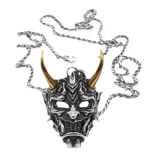 金角般若钛钢项链男鬼怪面具吊坠嘻哈痞帅炫酷个性挂件毛衣配饰潮