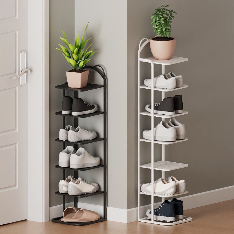 现代简约宿舍家用省空间入户鞋艺进门简易铁鞋柜架子收纳多层防尘