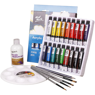 蒙玛特 12ml丙烯颜料小盒装24色初学者套装儿童涂鸦材料石头画画彩绘纺织炳稀diy手工陶瓷手绘衣服鞋