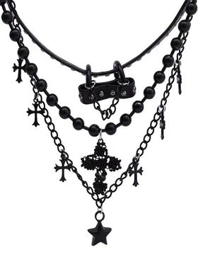 黑色十字架项链亚文化配饰项圈女