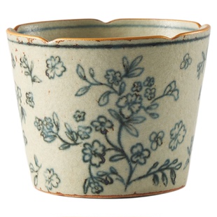 秋野家景德镇青花手握杯咖啡杯猪口杯日式手作陶瓷杯水杯复古高温