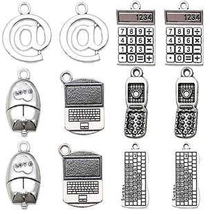 古银仿真计算器电脑键盘学习用品挂件DIY手链项链钥匙扣饰品配件