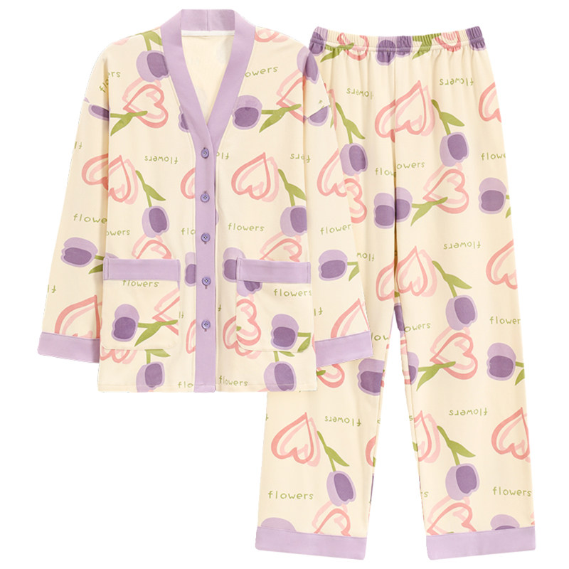 女自带胸垫长袖和服家居服