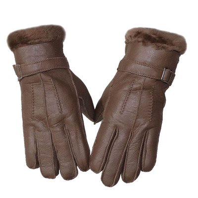 羊皮毛一体冬厚真皮保暖手套男女