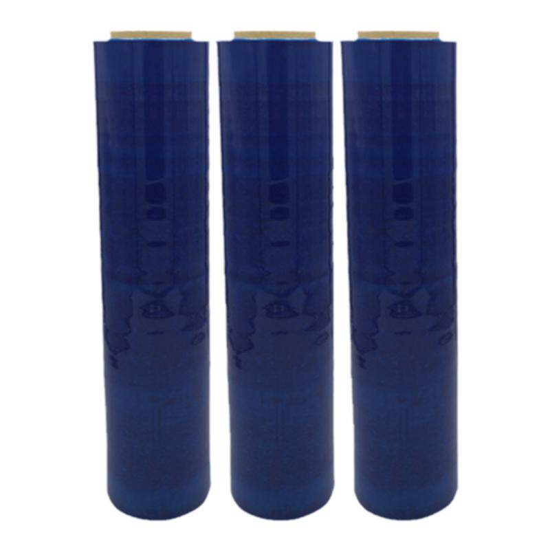 pe蓝色缠绕膜50cm宽打包膜拉伸膜护栏打包膜包装膜工业大卷保鲜膜