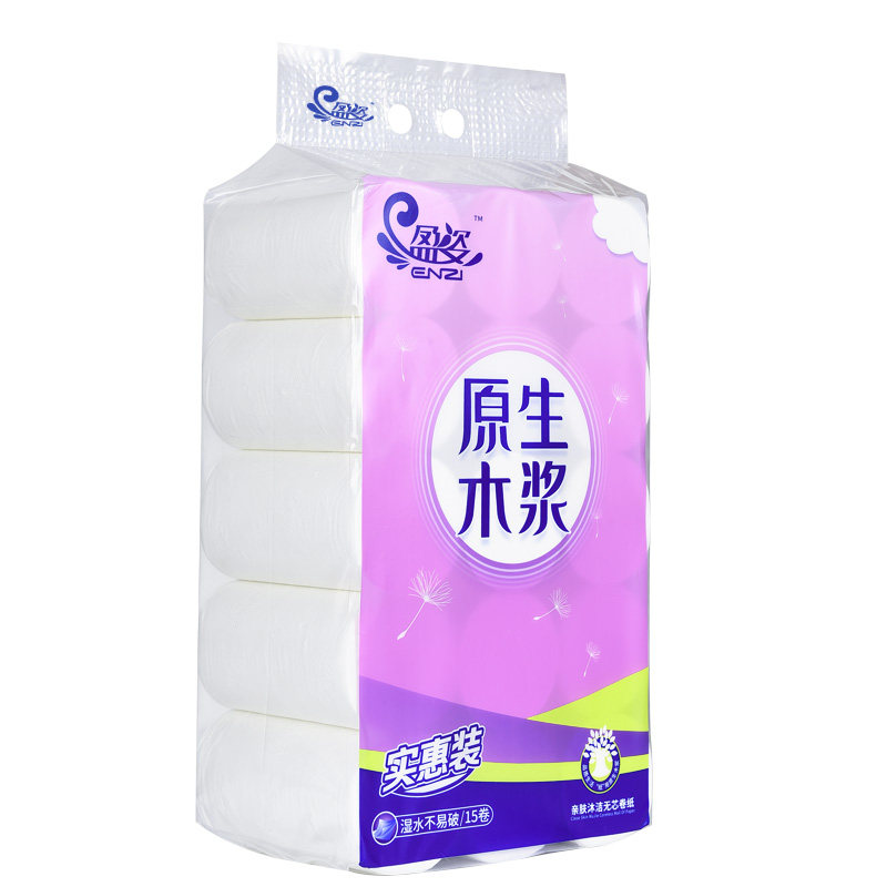 盈姿加长款卷纸无芯大卷卫生纸巾家用整箱批发实惠装手纸厕纸厕所