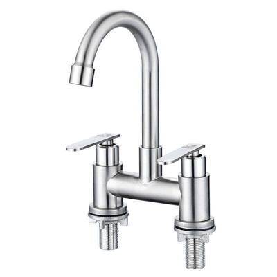 304不锈钢双孔面盆冷热水龙头