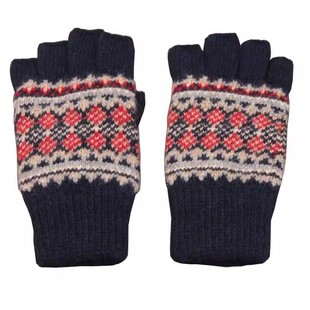 韩版半截五指冬季女士羊毛保暖露手指头手套加绒加厚写字学生手套