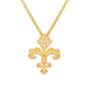 【商场同款】莱绅通灵珠宝传世金1855 999足金黄金吊坠钻石项链