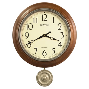 RHYTHM日本丽声静音实木挂钟表客厅家用2026新款轻奢简约创意时钟