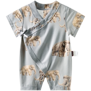 【古象秘境】aqpa爱帕宝宝儿童夏季绑带连体衣婴儿新生哈衣男宝款