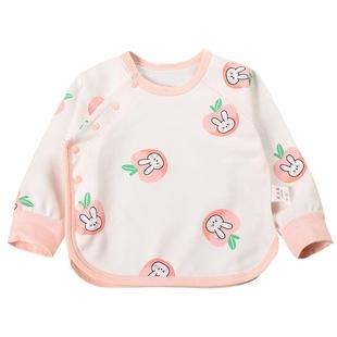 新生儿长袖上衣纯棉单层春秋款偏襟和尚服打底秋衣无骨婴幼儿服装